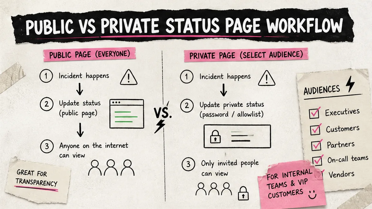 Workflow: public vs private status page when a public page is not enough