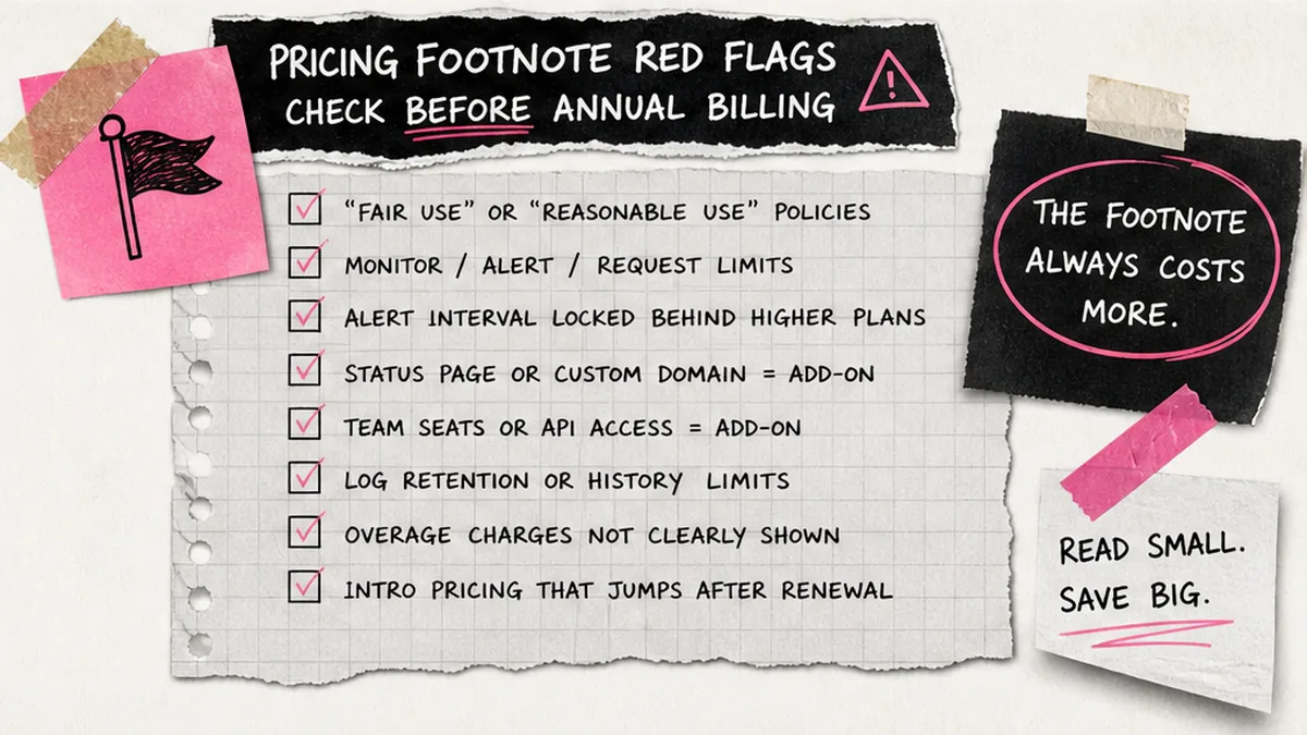 Checklist board: twelve fine-print items before annual uptime billing